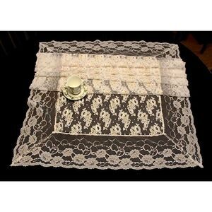NEW BIG LONG WHITE GOLD LACE MANTEL DRESSER SCARF TABLE RUNNER